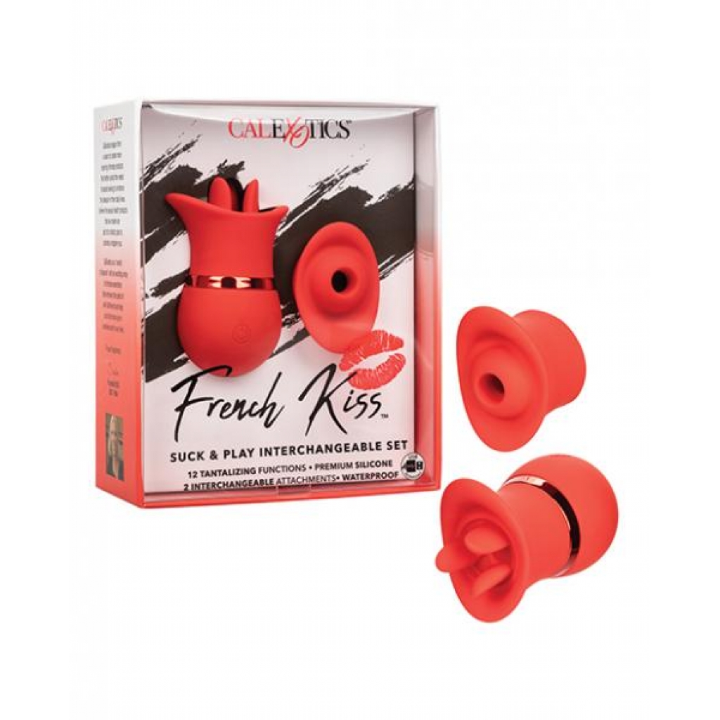 French Kiss Suck & Play Interchangeable Set - Red - Clit Suckers & Oral Suction