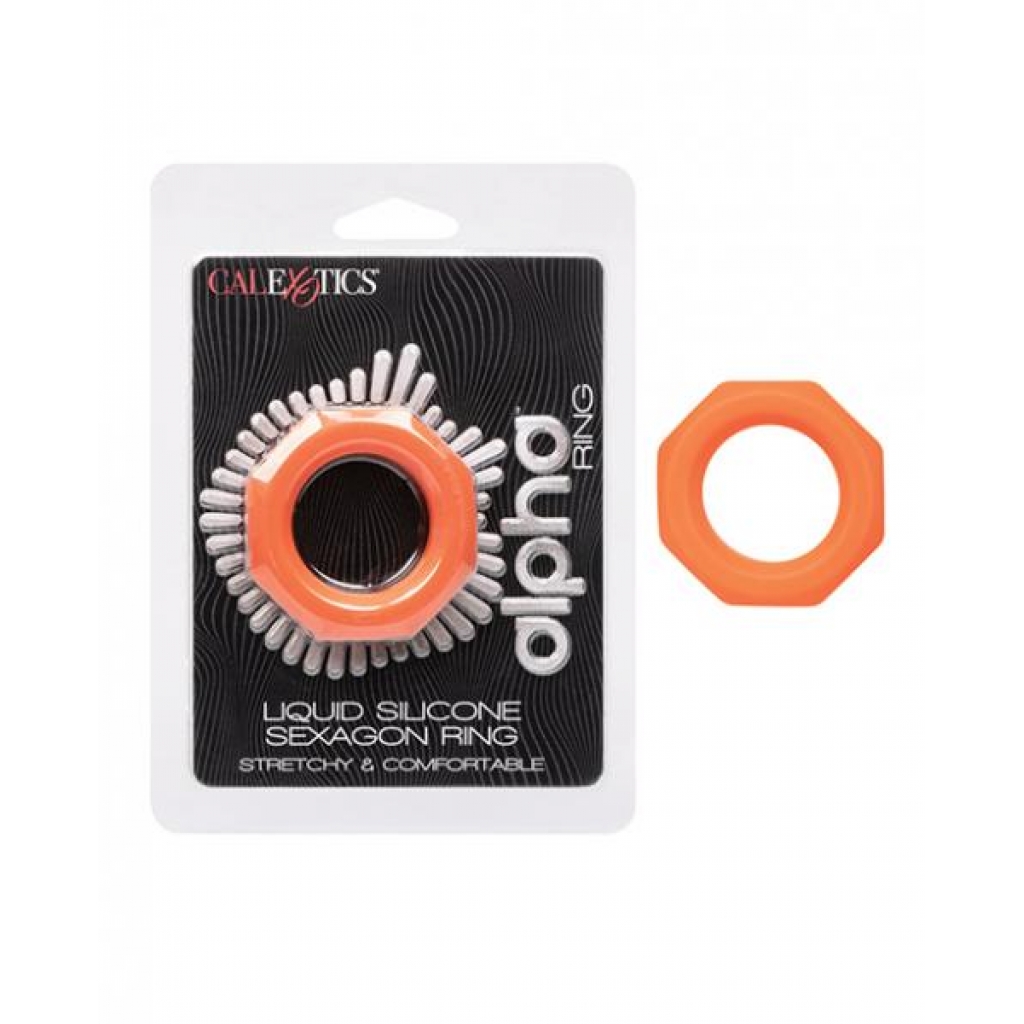 Alpha Liquid Silicone Sexagon Ring - Orange - Cock Ring Trios