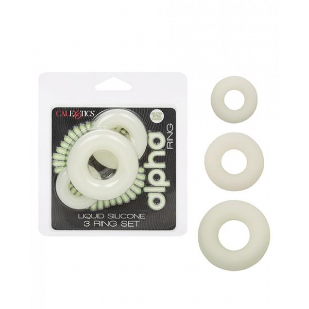 Alpha Liquid Silicone Glow In The Dark Cock Ring - Set Of 3 - Cock Ring Trios