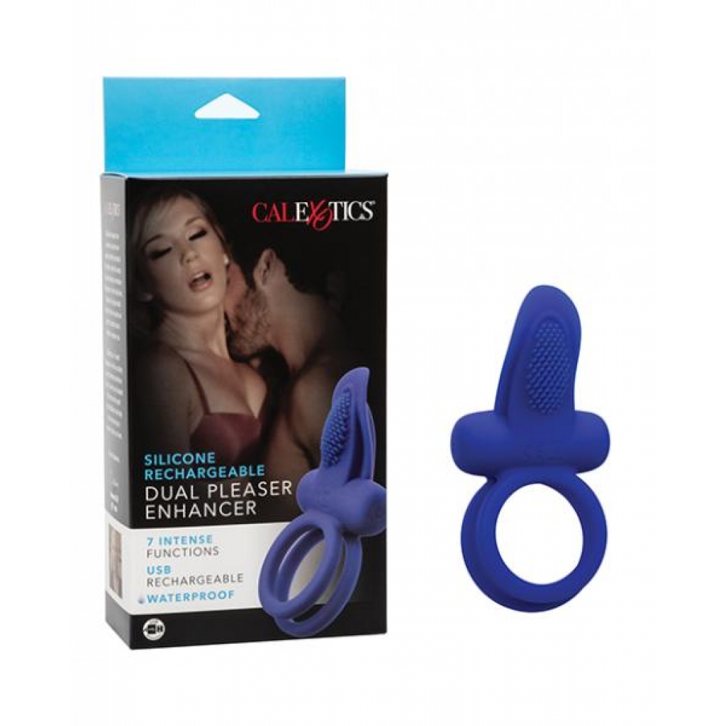 Couples Enhancers Silicone Rechargeable Dual Pleaser Enhancer - Couples Vibrating Penis Rings