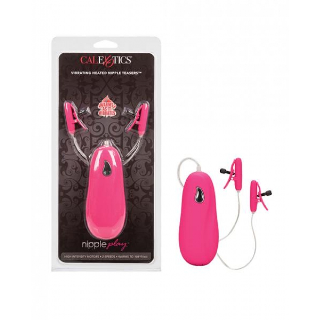 Nipple Play Vibrating Heated Nipple Teasers - Pink - Nipple Clamps