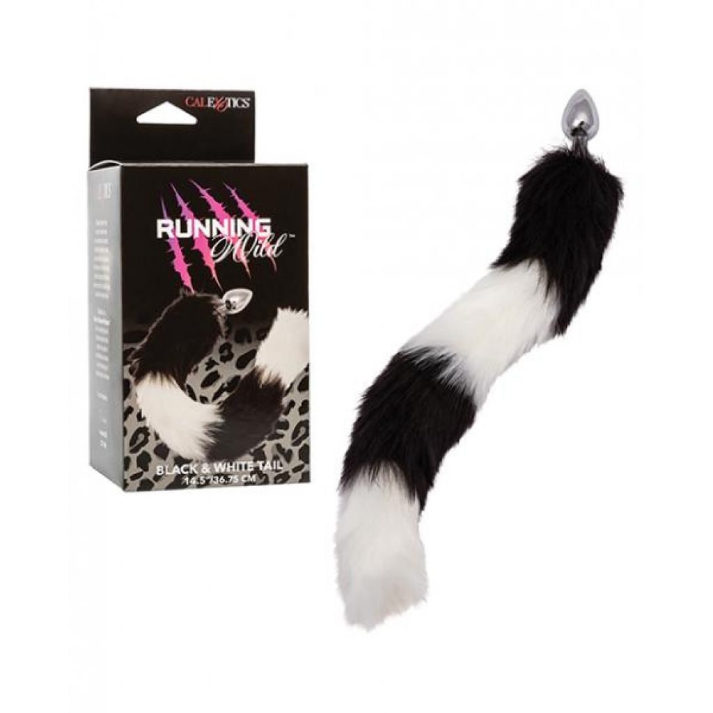 Running Wild Black & White Tail Metallic Anal Probe - Anal Probes