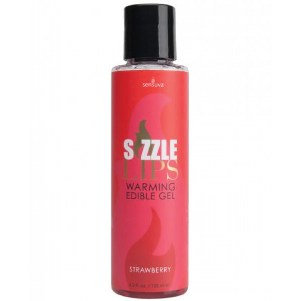 Sizzle Lips Warming Gel Strawberry 4.2oz - Lickable Body