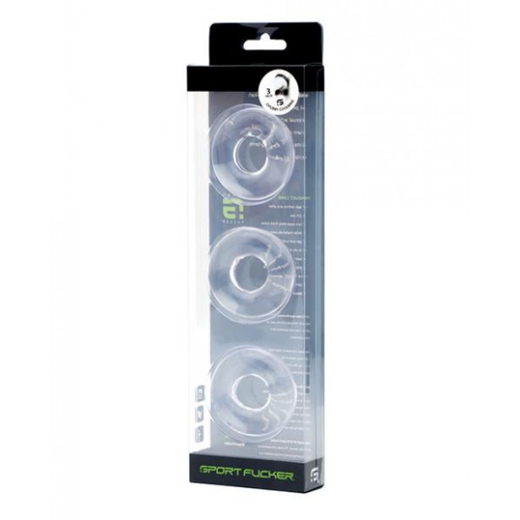 Sport Fucker Chubby Cockring Pack Of 3 - Clear - Cock Ring Trios