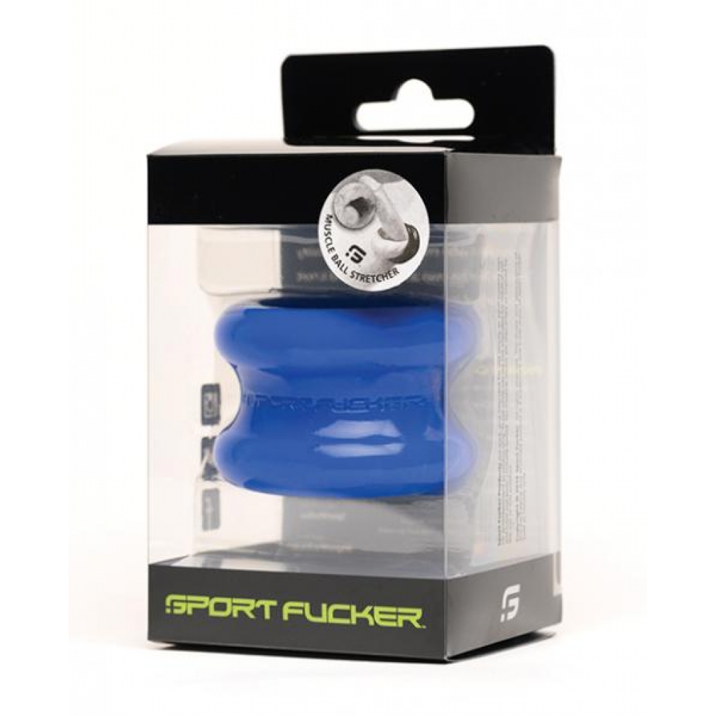 Sport Fucker Muscle Silicone Ball Stretcher - Blue - Classic Penis Rings