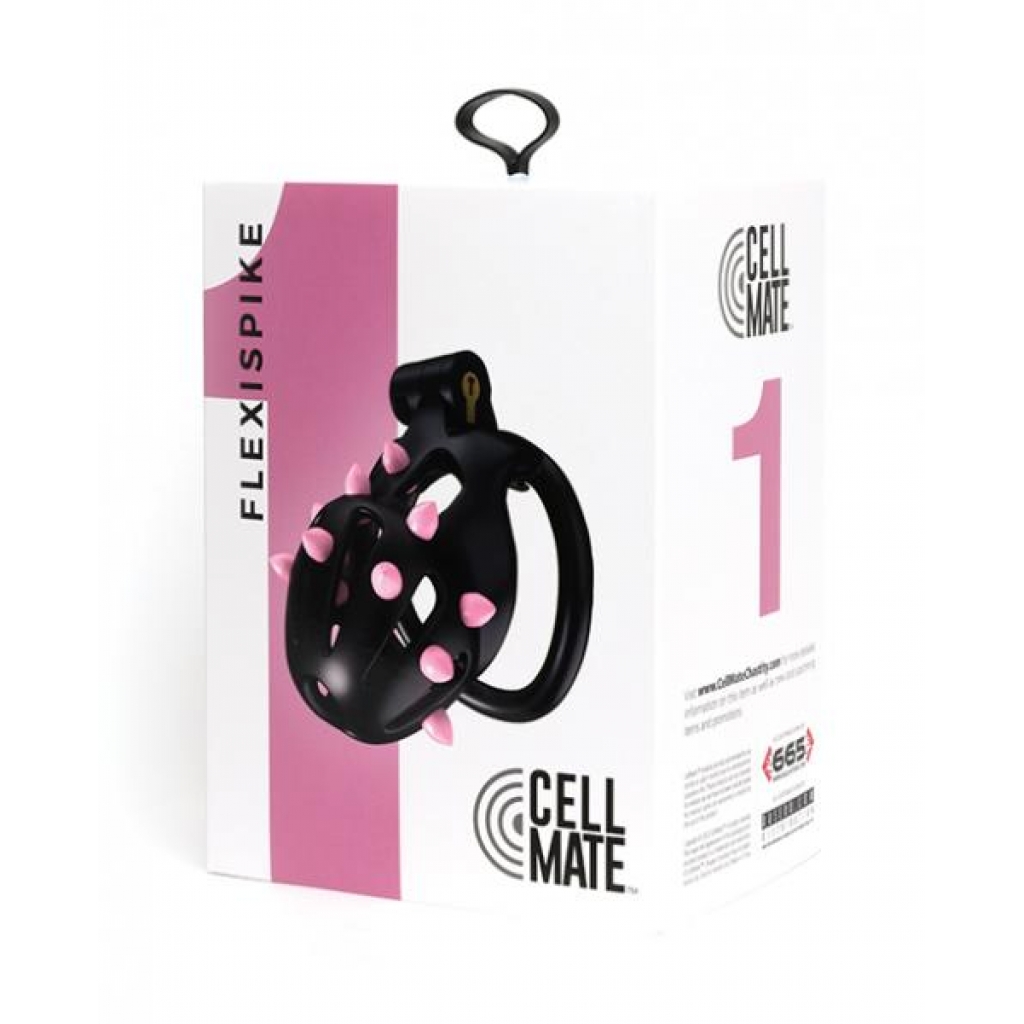 Sport Fucker Cellmate Flexispike Chastity Cage - Size 1 Black/pink - Chastity & Cock Cages