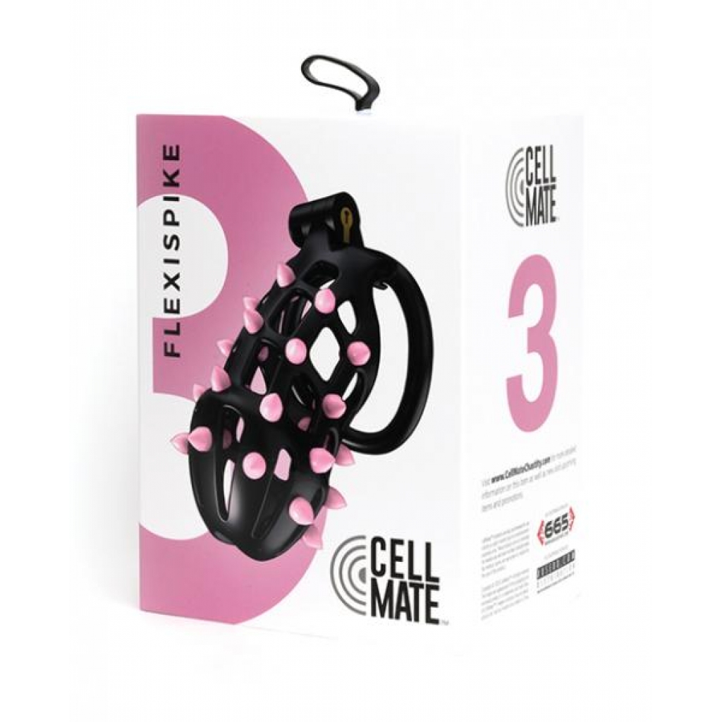 Sport Fucker Cellmate Flexispike Chastity Cage - Size 3 Black/pink - Chastity & Cock Cages