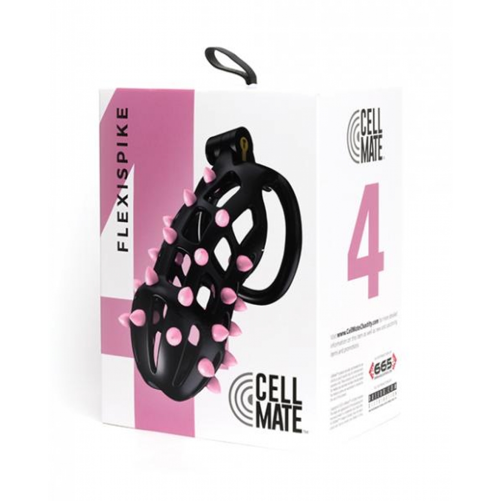 Sport Fucker Cellmate Flexispike Chastity Cage - Size 4 Black/pink - Chastity & Cock Cages