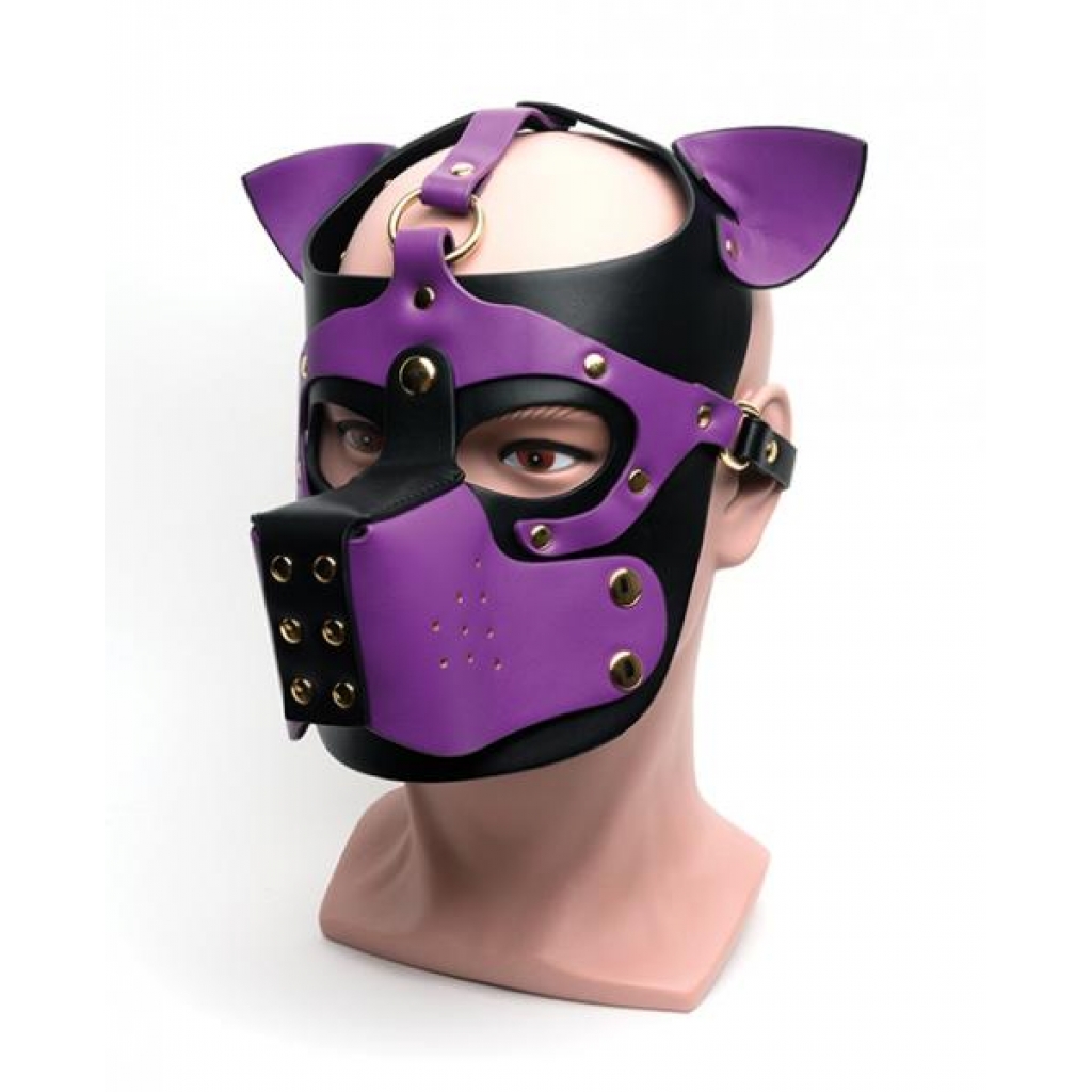 665 Bondage Pup Hood - O/s Black/purple - Hoods & Goggles