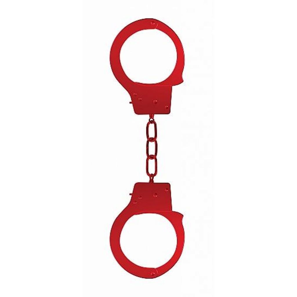 Ouch Beginners Handcuffs Metal Red - Handcuffs