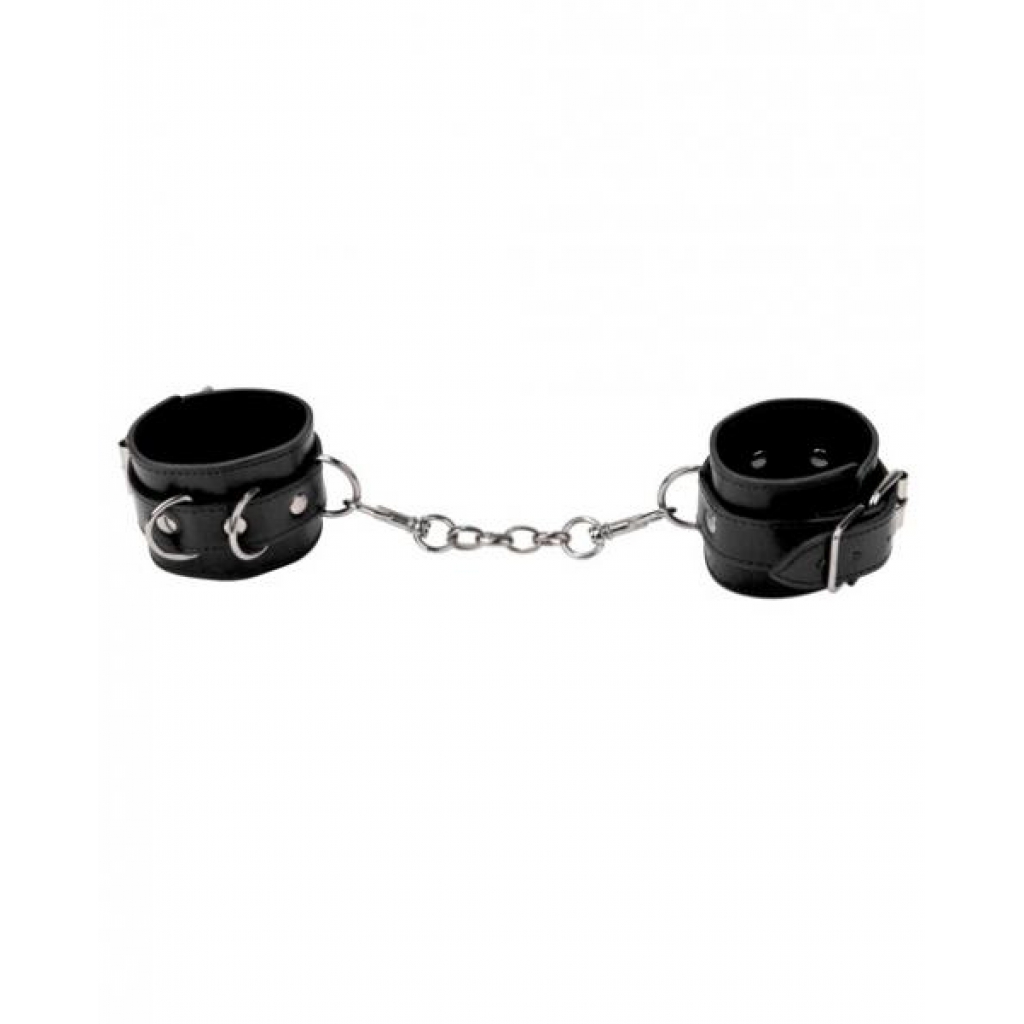 Ouch! Premium Leather Hand and Ankle Cuffs - Black