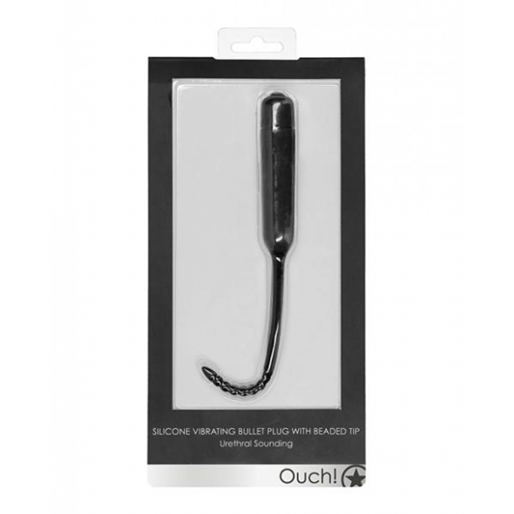 Shots Ouch Urethral Sounding Vibrating Bullet Plug - Black