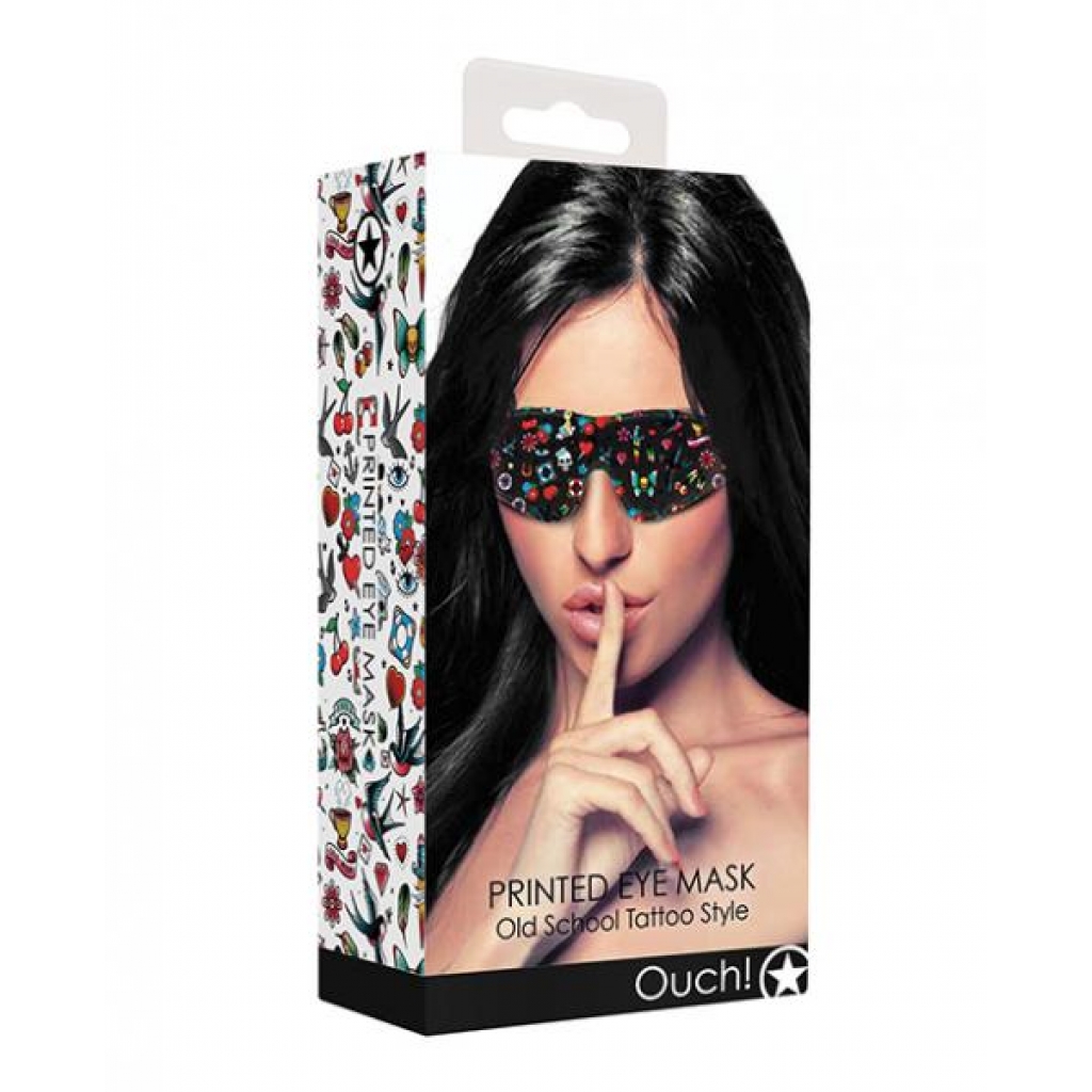 Shots Ouch Old School Tattoo Style Printed Eye Mask - Black - Blindfolds