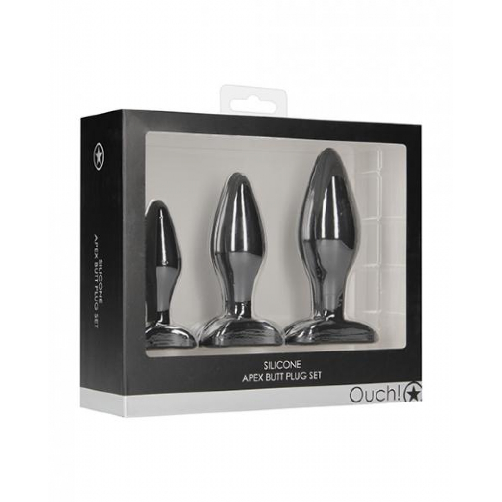 Shots Ouch Apex Butt Plug Set - Black - Anal Trainer Kits