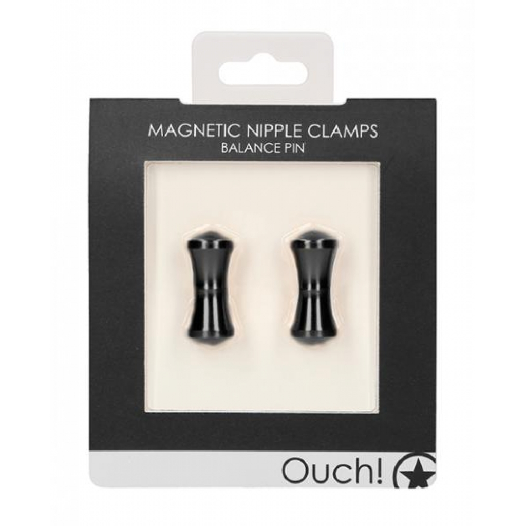 Shots Ouch Balance Pin Magnetic Nipple Clamps - Black - Nipple Clamps