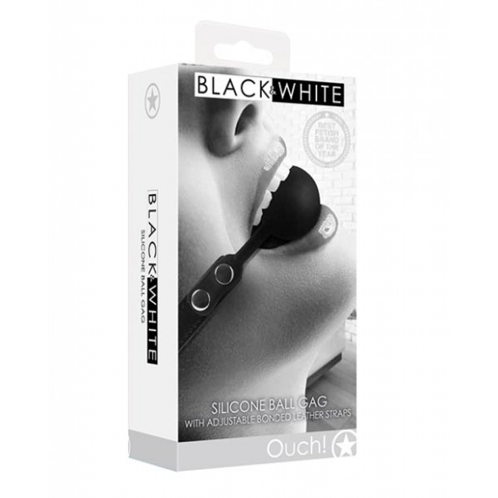 Shots Ouch Black & White Silicone Ball Gag - Black - Ball Gags