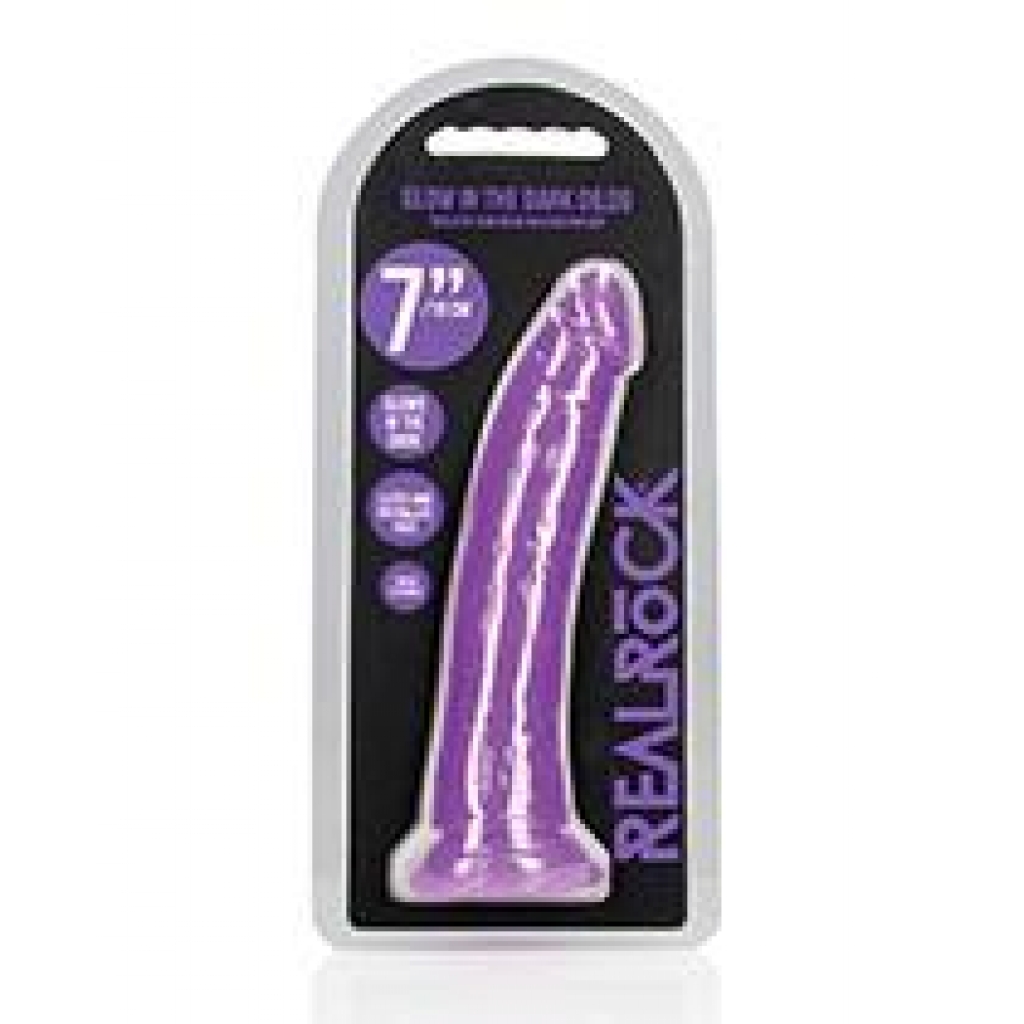 Glowing 7-Inch Slim Dildo - Neon Purple