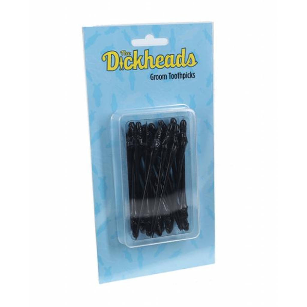 Shots The Dickheads Groom Toothpicks - Black - Serving Ware