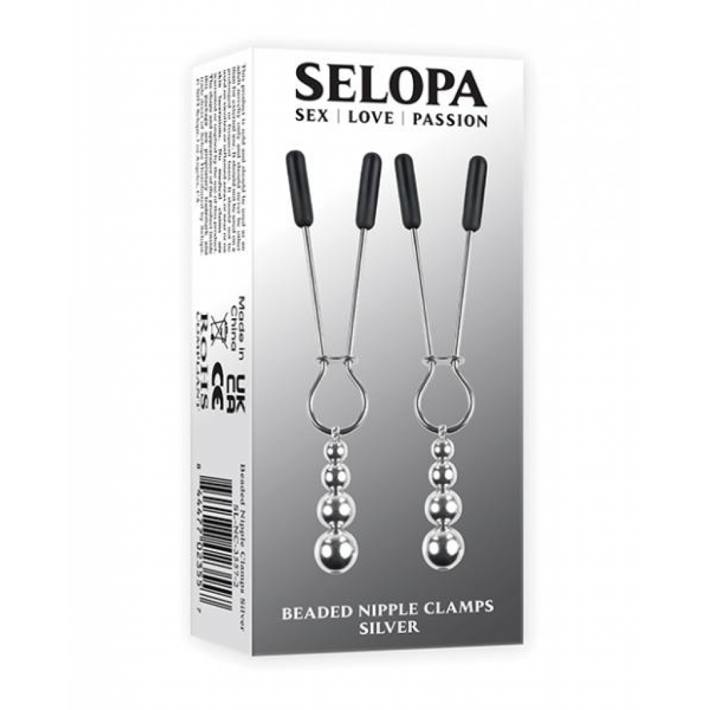 Selopa Beaded Nipple Clamps - Silver - Nipple Clamps