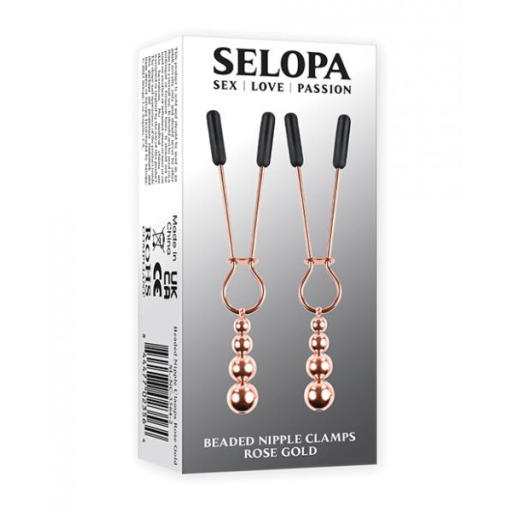 Selopa Beaded Nipple Clamps - Rose Gold - Nipple Clamps