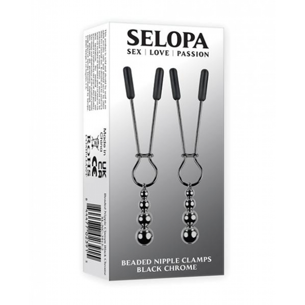 Selopa Beaded Nipple Clamps - Black Chrome - Nipple Clamps