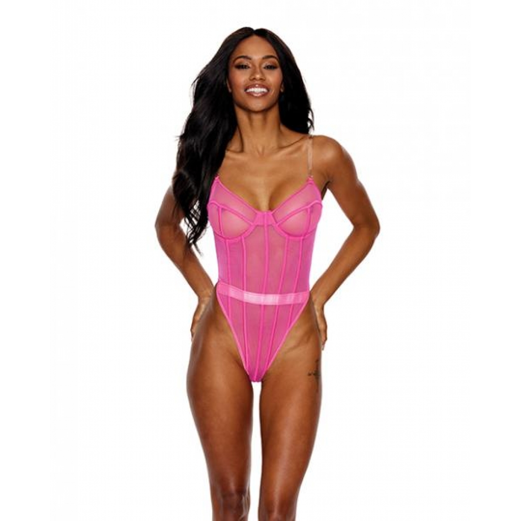 Mesh Underwire Teddy Hot Pink Xxl - Teddies