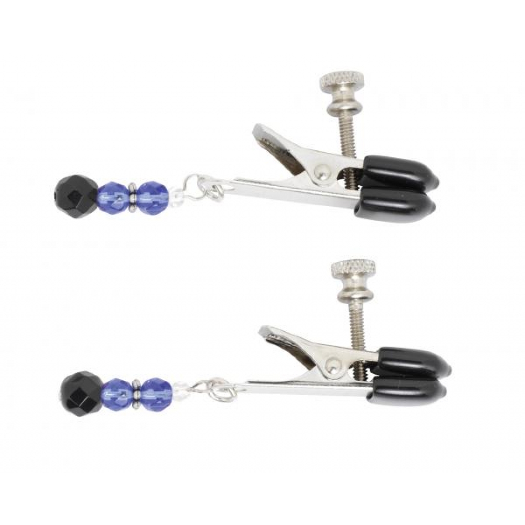 Blue Beaded Nipple Clamps with Adjustable Sensation