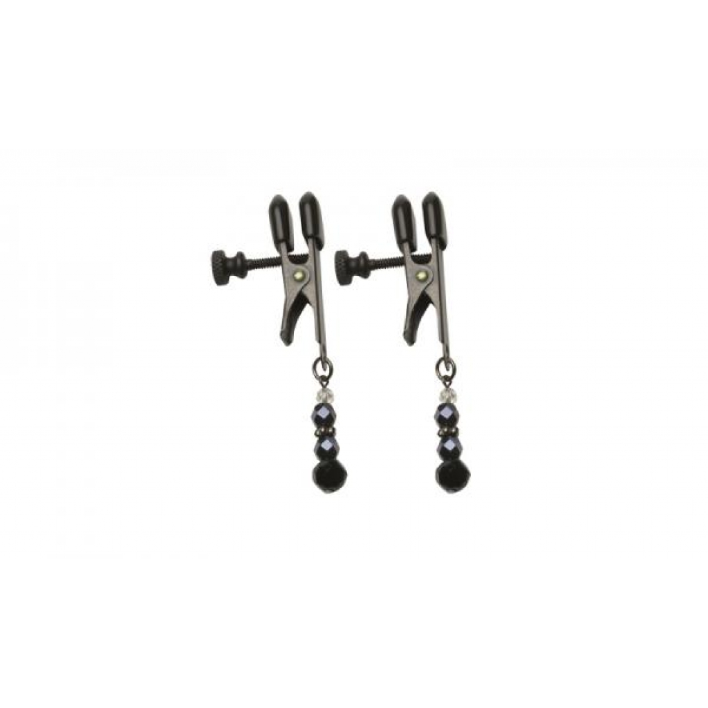 Black Beaded Clamps - Adjustable Broad Tip - Nipple Clamps