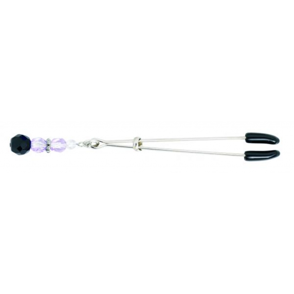 Beaded Clit Clamp With Tweezer Tip Purple - Jewelry