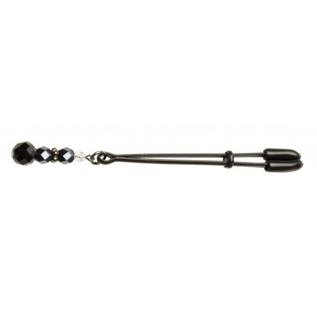 Beaded Clit Clamp With Tweezer Tip - Black - Jewelry