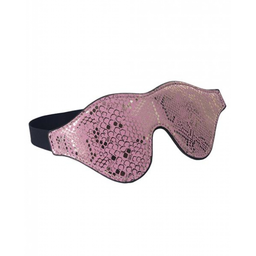 Spartacus Blindfold W/leather - Pink Snakeskin Micro Fiber - Blindfolds