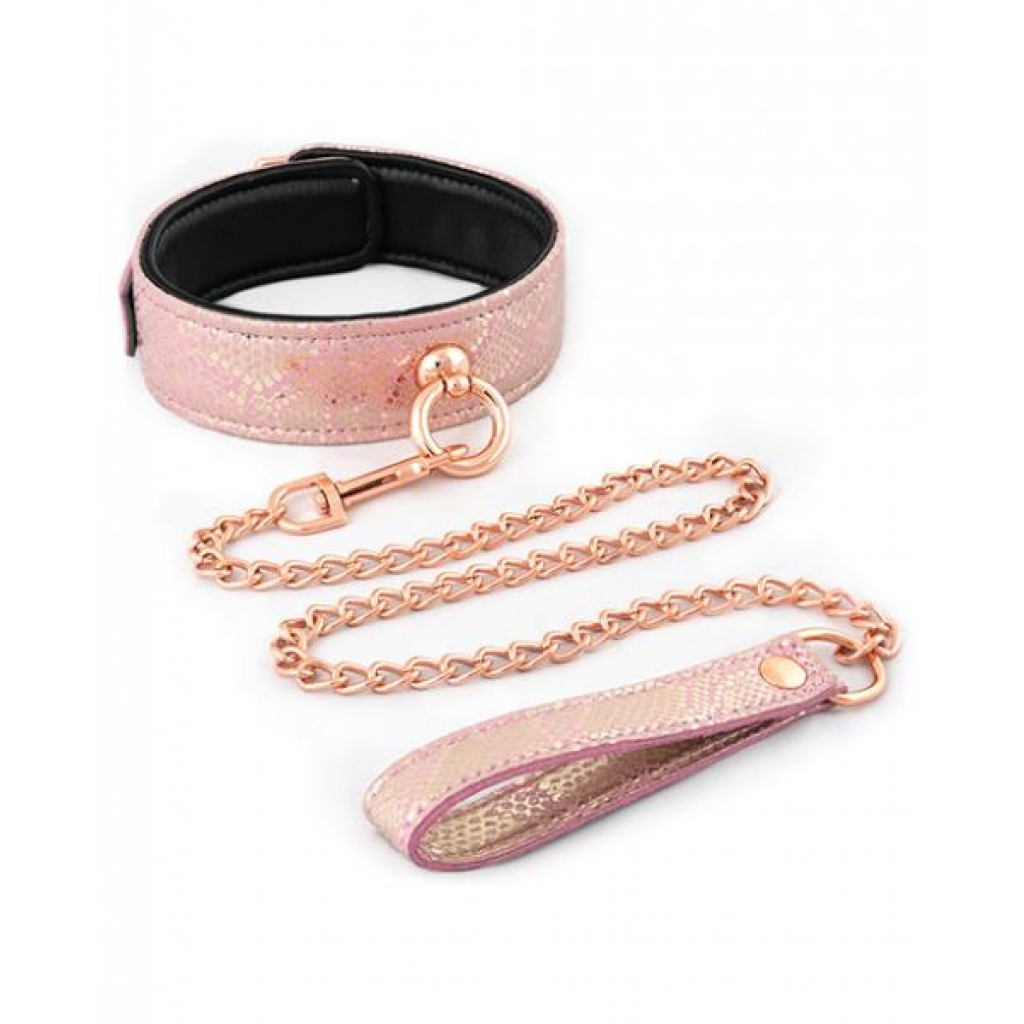 Spartacus Microfiber Collar & Leash - Pink with Rose Gold Hardware