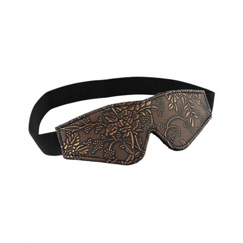 Spartacus Faux Fur Lining Blindfold - Brown Floral Print - Blindfolds