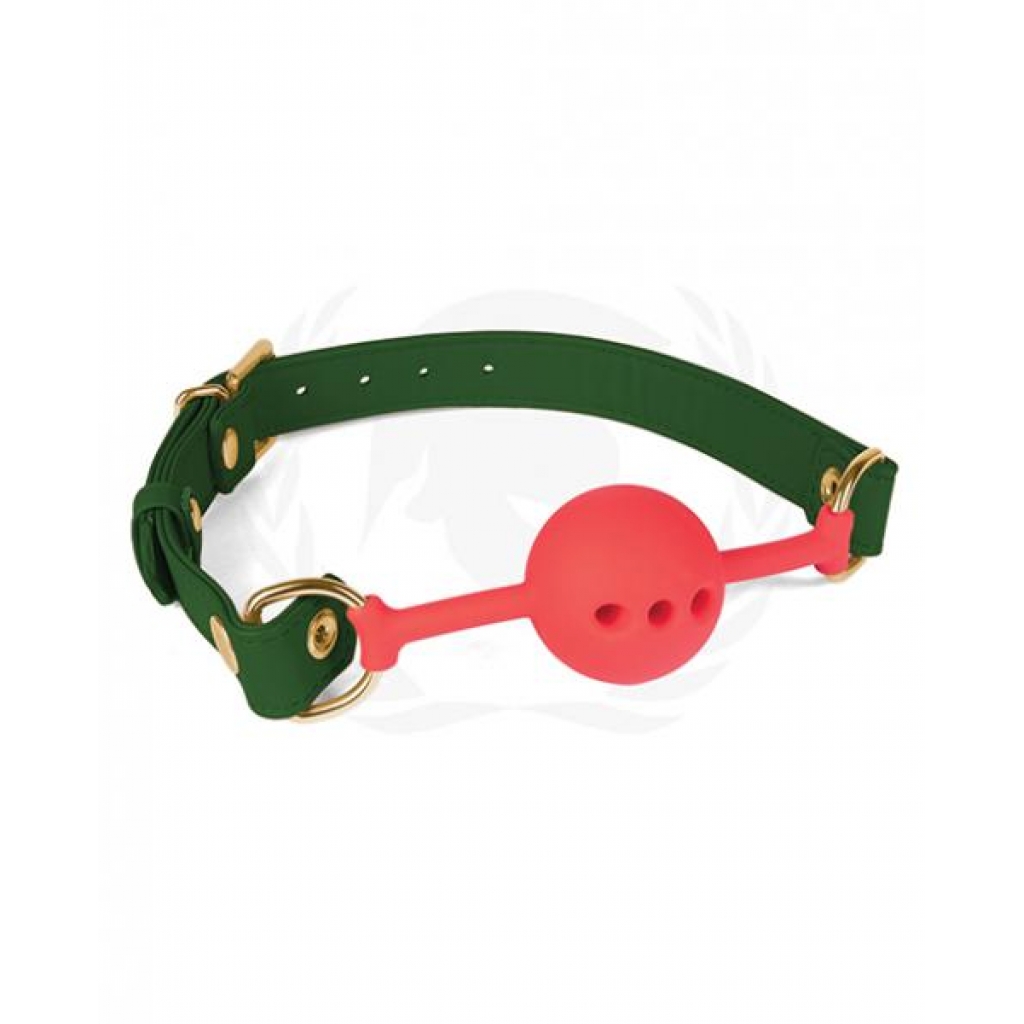 Spartacus Silicone Ball Gag W/green Pu Straps - 46 Mm - Ball Gags