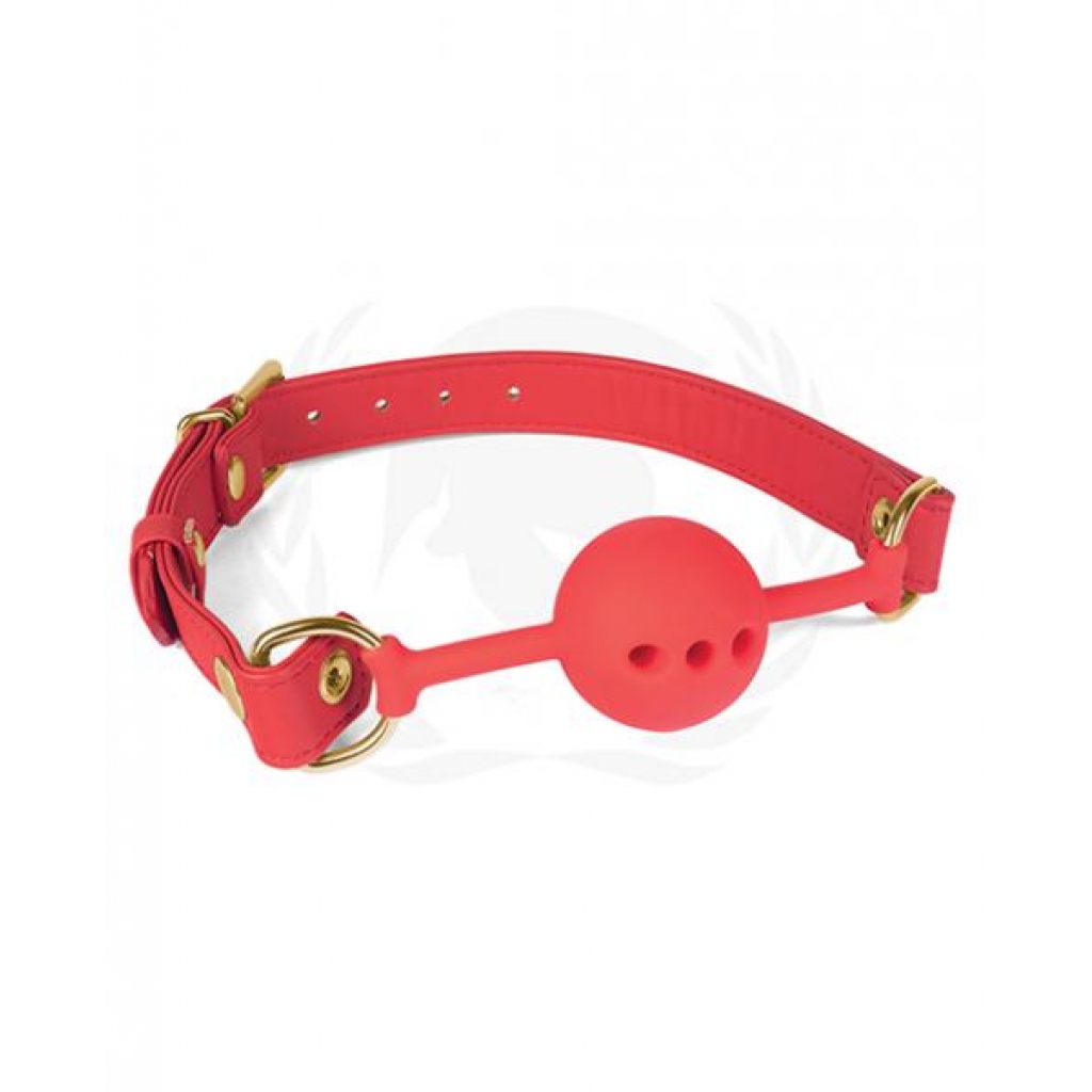 Spartacus Silicone Ball Gag W/red Pu Straps - 46 Mm - Ball Gags