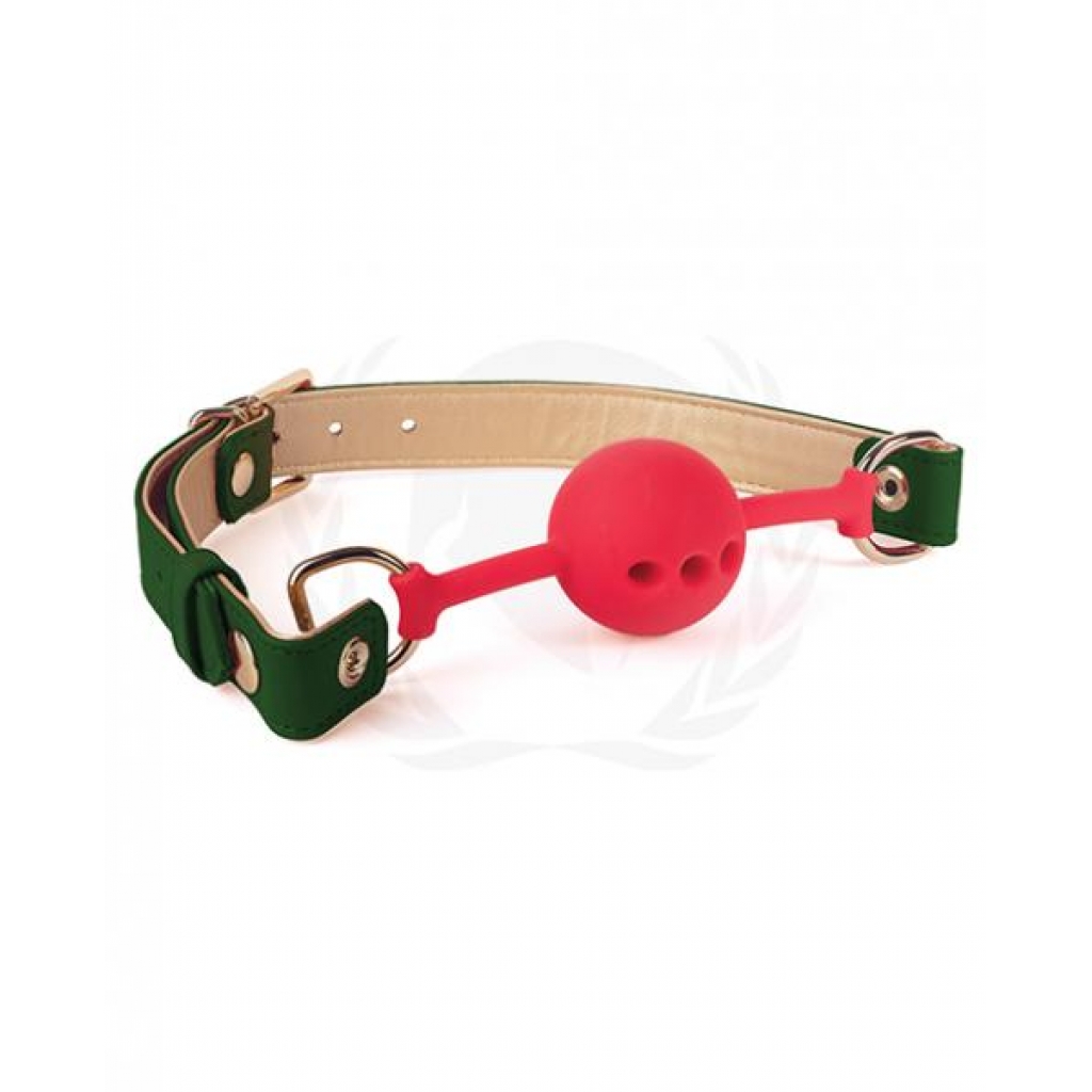 Spartacus Silicone Ball Gag with Green PU Straps - 46 mm