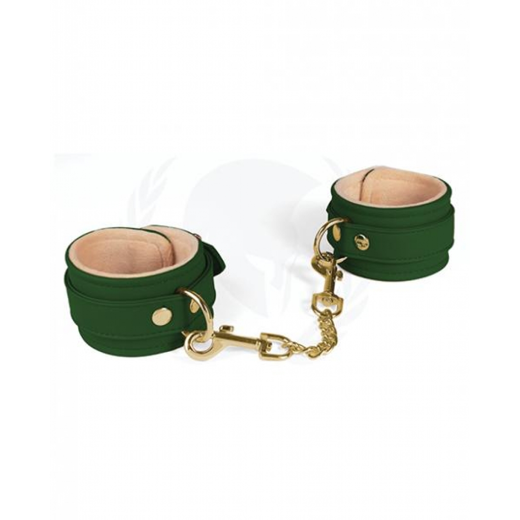 Spartacus Pu Wrist Cuffs W/plush Lining - Green - Handcuffs