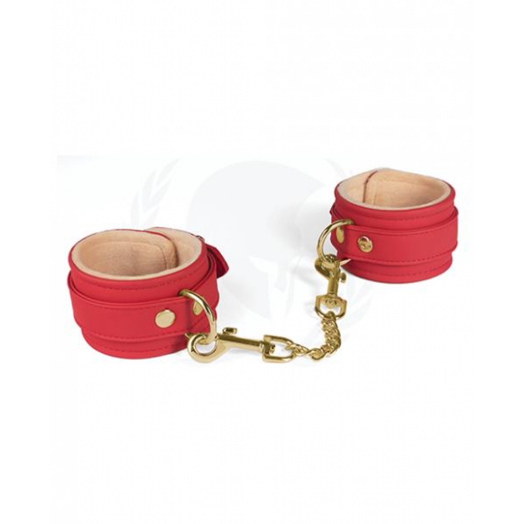 Spartacus Pu Wrist Cuffs W/plush Lining - Red - Handcuffs