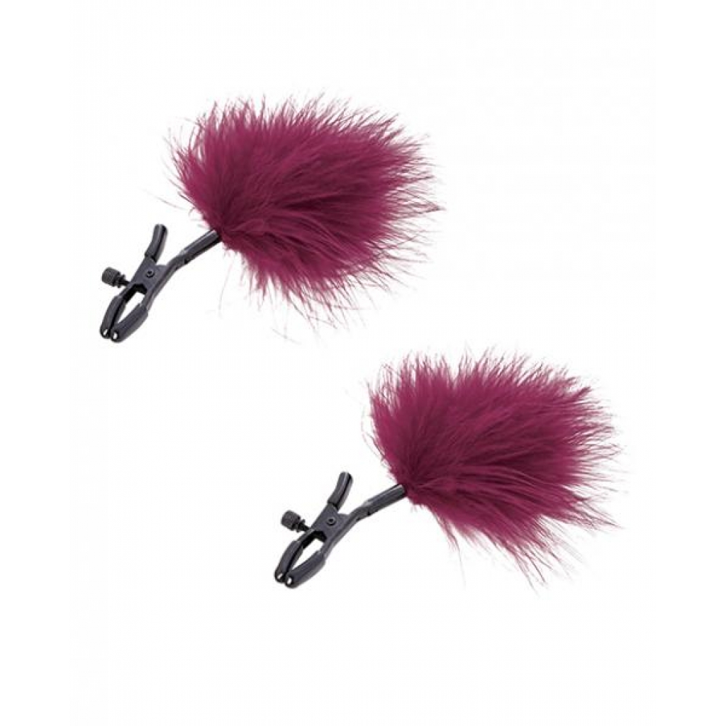 Sex & Mischief Enchanted Feathered Nipple Clamps Red - Nipple Clamps