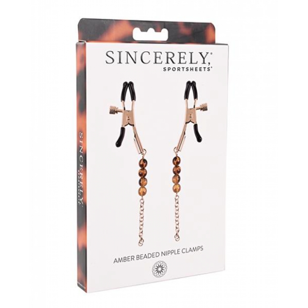 Sincerely Amber Beaded Nipple Clamps - Nipple Clamps