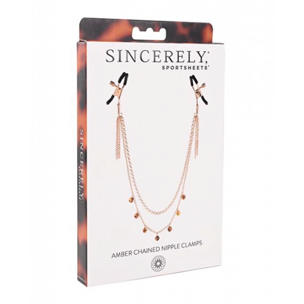 Sincerely Amber Chained Nipple Clamps - Nipple Clamps