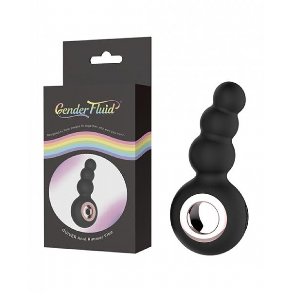 Gender Fluid Quiver Anal Ring Bead Vibe - Black - Anal Beads