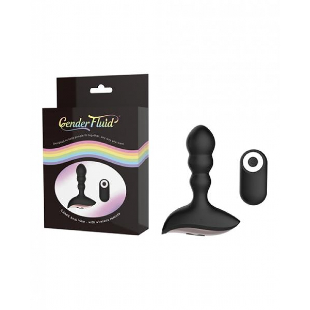 Gender Fluid Shake Anal Vibe with Remote - Black