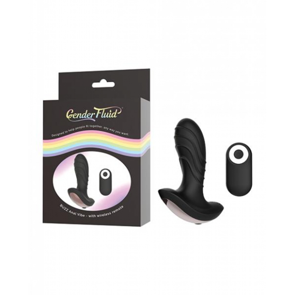 Gender Fluid Buzz Anal Vibe W/remote - Black - Anal Plugs