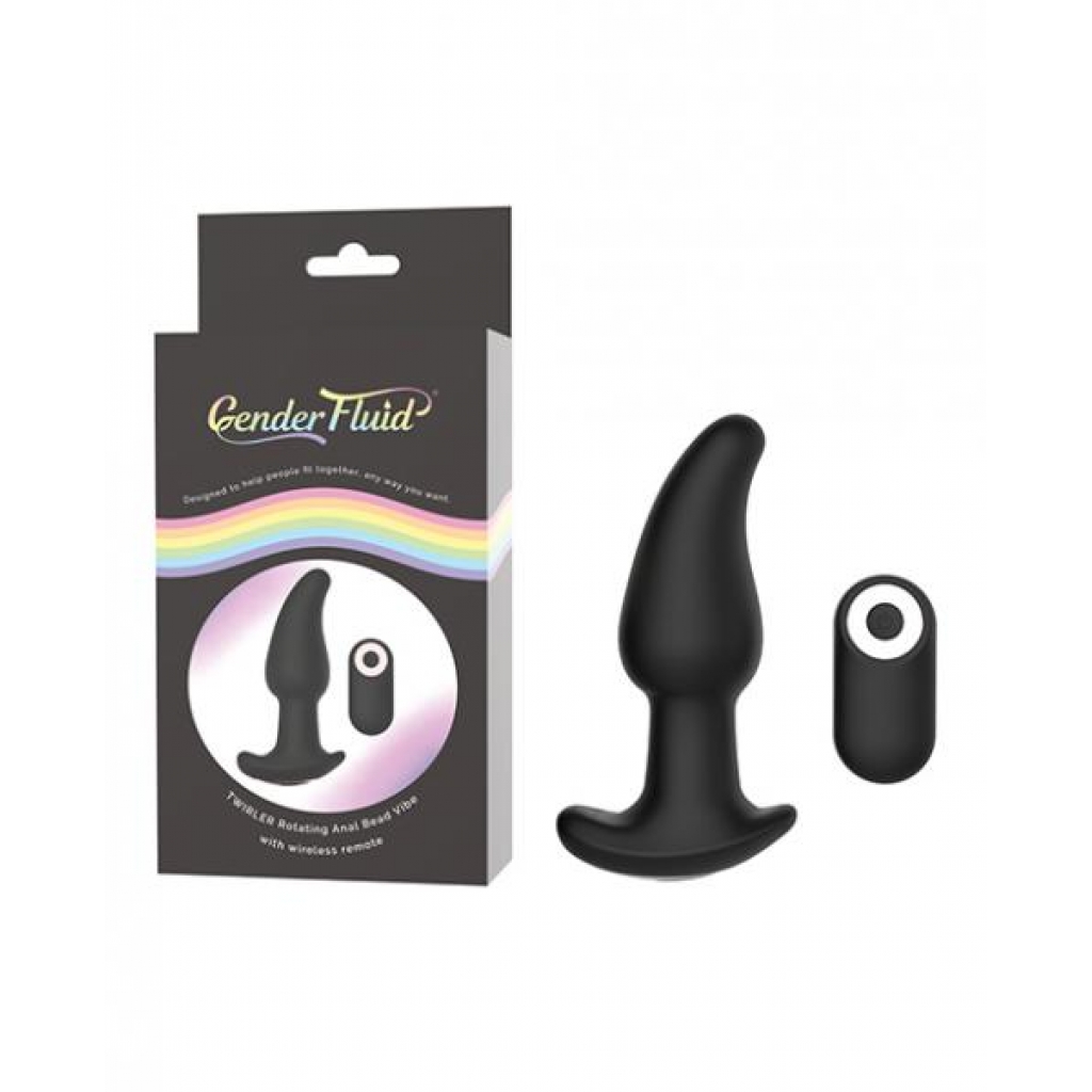 Gender Fluid Twirler Anal Vibe with Remote - Black