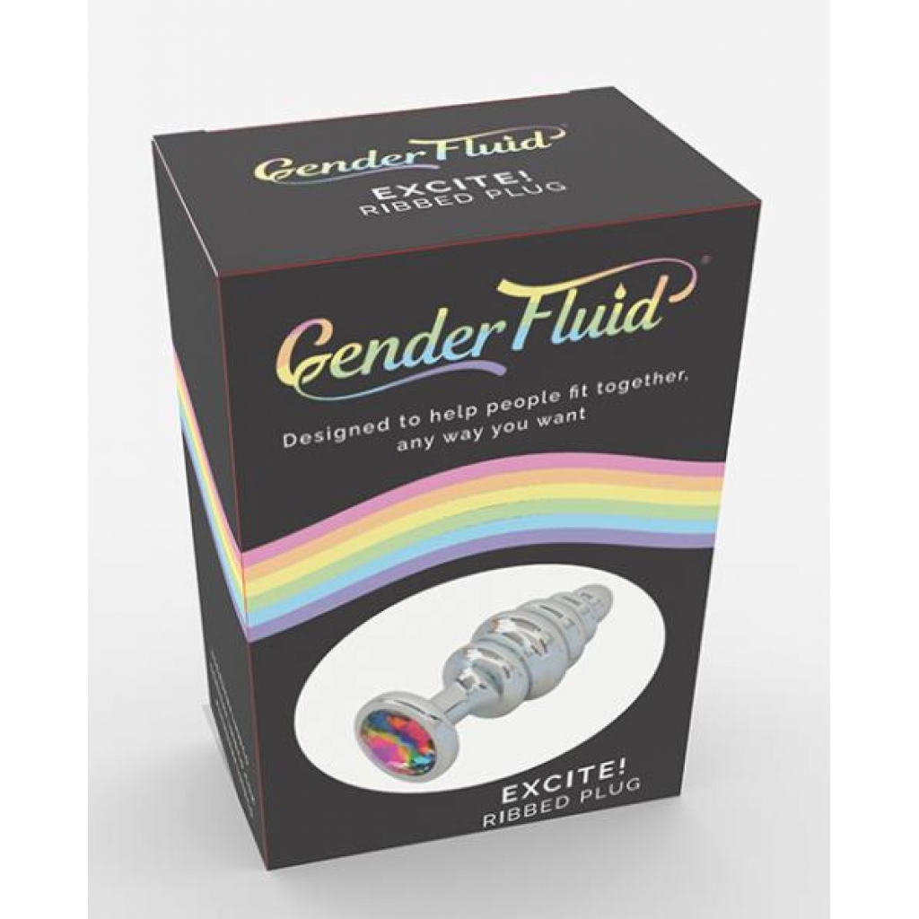 Gender Fluid Excite! Ribbed Plug - Silver - Anal Plugs