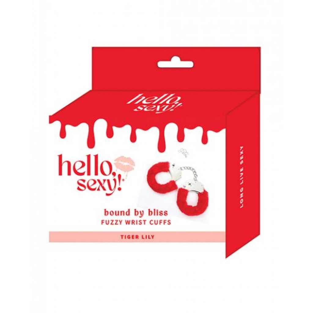 Hello Sexy! Bound By Bliss Fuzzy Wrist Cuffs - Tiger Lily - Handcuffs