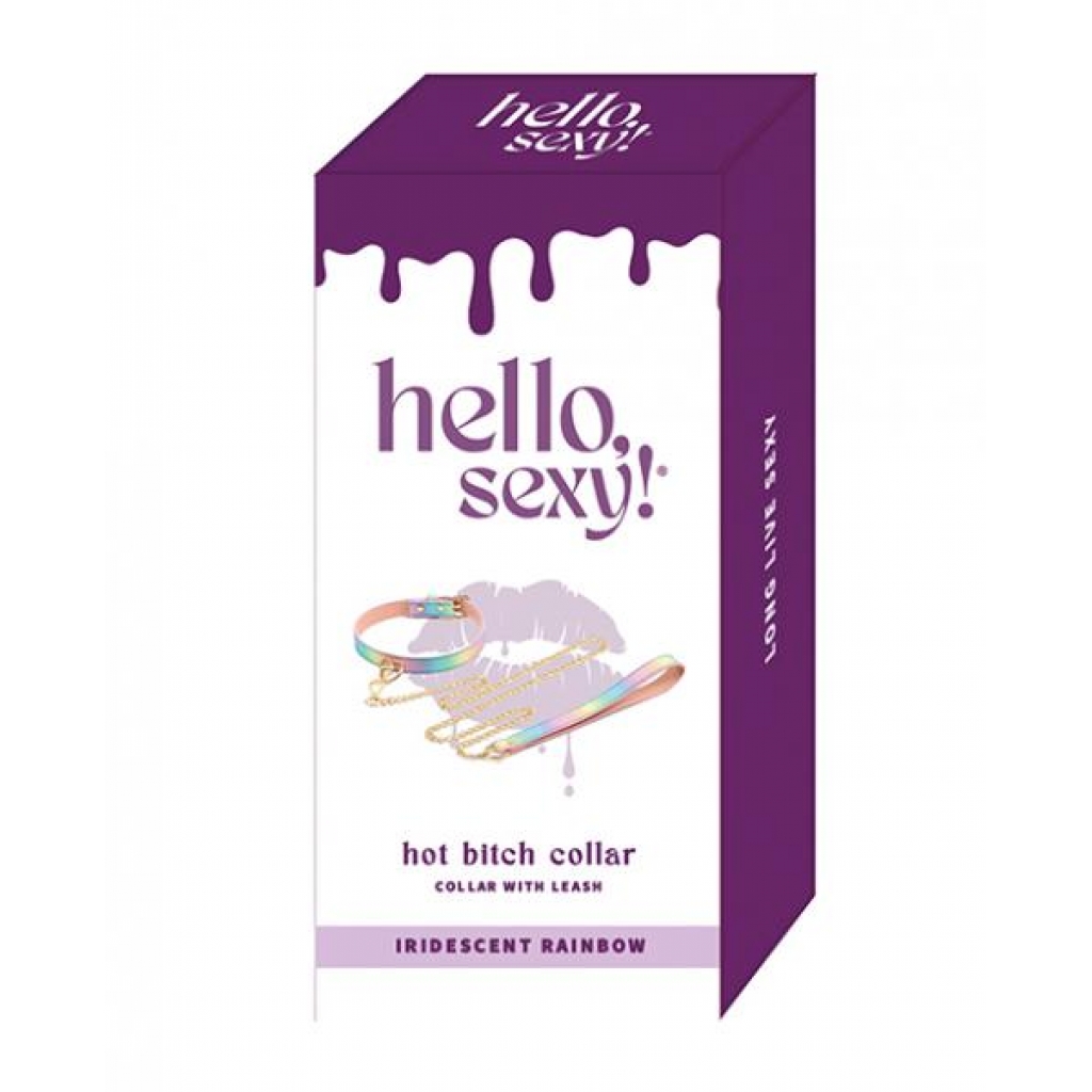 Hello Sexy! Hot Bitch Collar & Leash - Iridescent Rainbow - Collars & Leashes