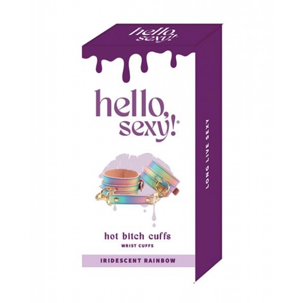 Hello Sexy! Hot Bitch Cuffs & Collar - Iridescent Rainbow - Collars & Leashes