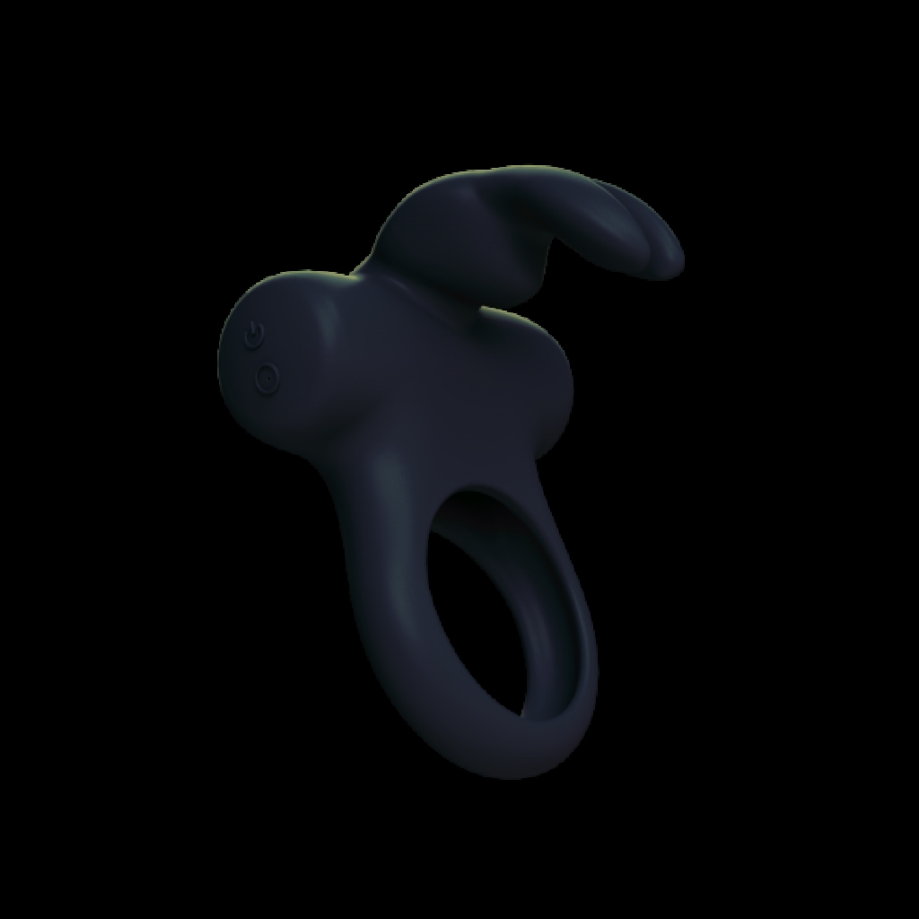 Frisky Bunny Vibrating Ring Black - Couples Vibrating Penis Rings